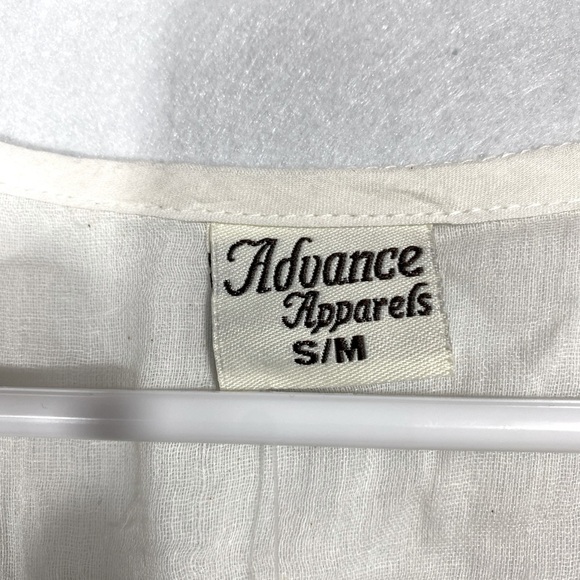 Ivory Boho Tiered Maxi Dress Eyelet Detailing 100% Cotton Made in India Size S/M - Picture 3 of 12